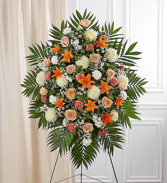 Peach, Orange &amp; White Sympathy Standing Spray