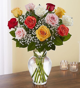 12 Premium Long Stem Assorted Roses