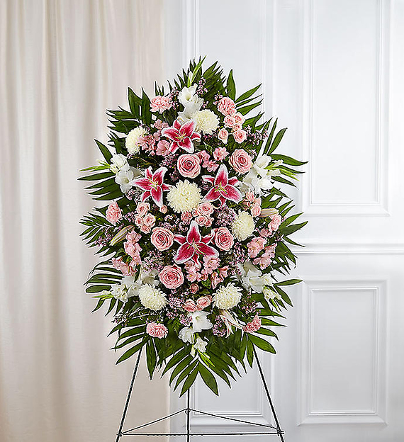 Pink &amp; White Sympathy Standing Spray