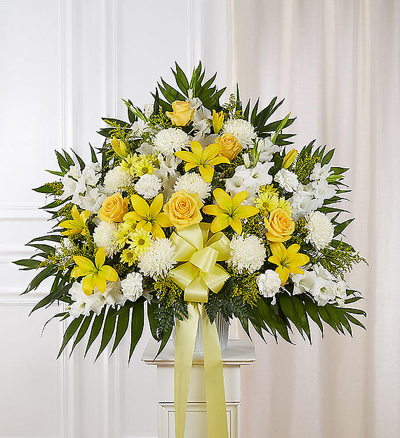 Heartfelt Sympathies&trade; Standing Basket- Yellow