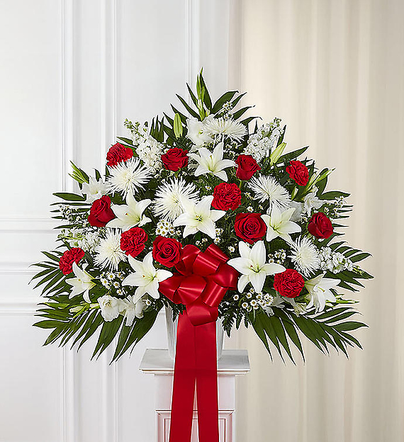 Heartfelt Sympathies&trade; Standing Basket- Red &amp; White