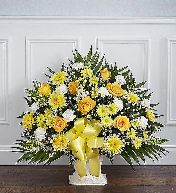 Heartfelt Tribute&trade; Floor Basket- Yellow