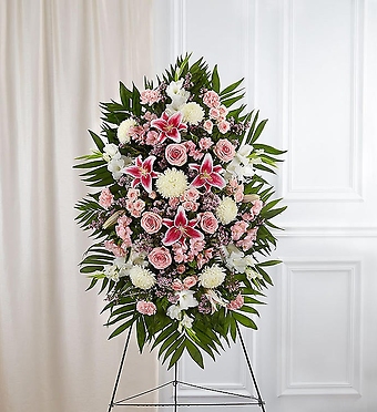 Pink &amp; White Funeral Standing Spray