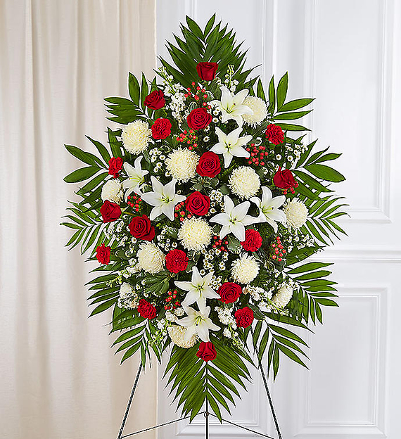 Red &amp; White Sympathy Standing Spray