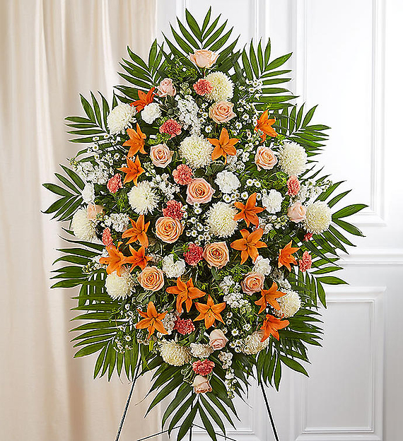 Peach, Orange &amp; White Sympathy Standing Spray