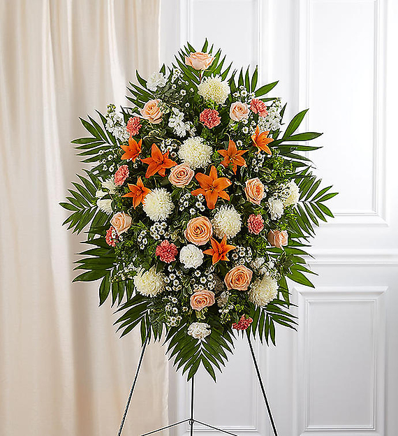 Peach, Orange &amp; White Sympathy Standing Spray