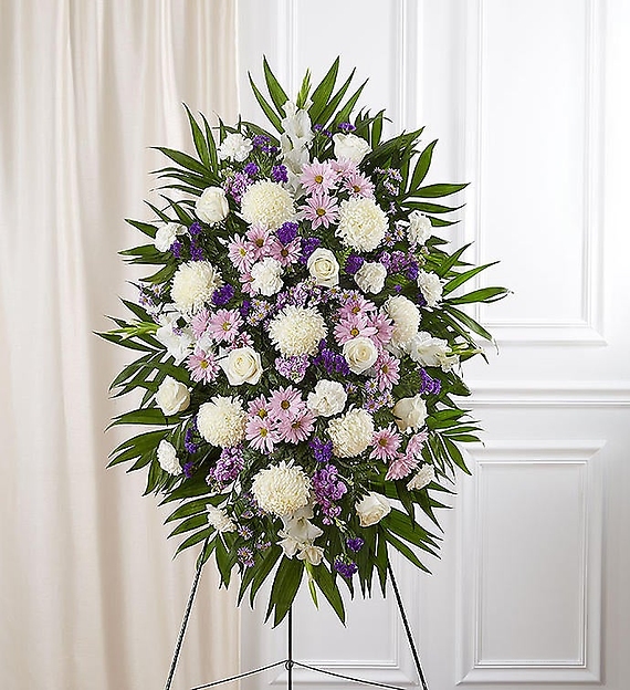 Lavender And White Funeral Standing Spray