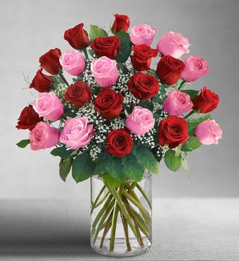 36 Long Stem Pink &amp; Red Roses