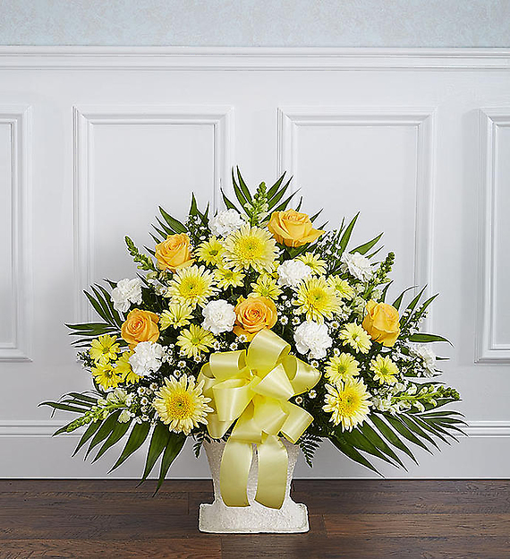 Heartfelt Tribute&trade; Floor Basket- Yellow