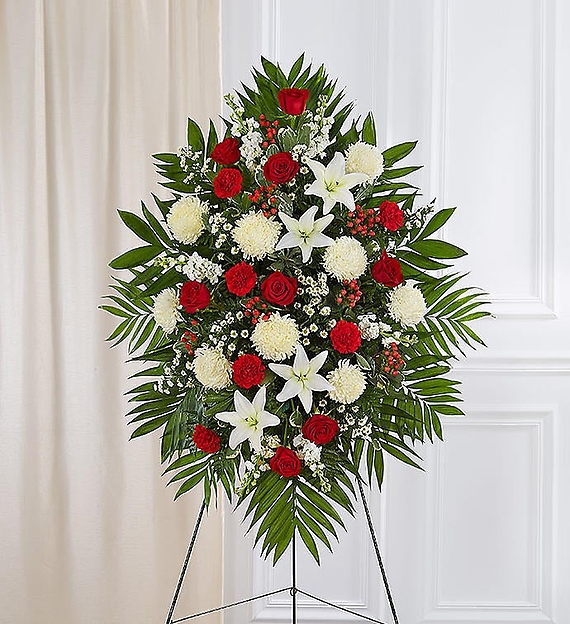 Red &amp; White Sympathy Standing Spray