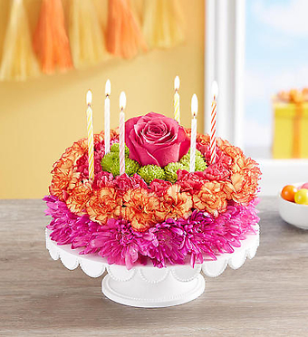 Birthday Wishes Flower Cake Vibrant