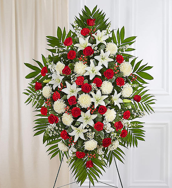 Red &amp; White Sympathy Standing Spray