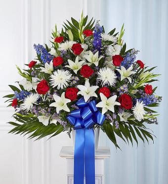 Heartfelt Sympathies&trade; Standing Basket- Red, White &amp; Bl