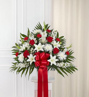 Heartfelt Sympathies&trade; Standing Basket- Red &amp; White