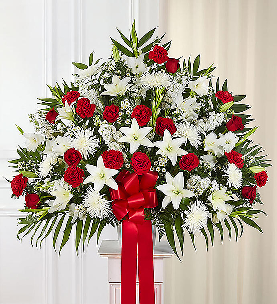 Heartfelt Sympathies&trade; Standing Basket- Red &amp; White