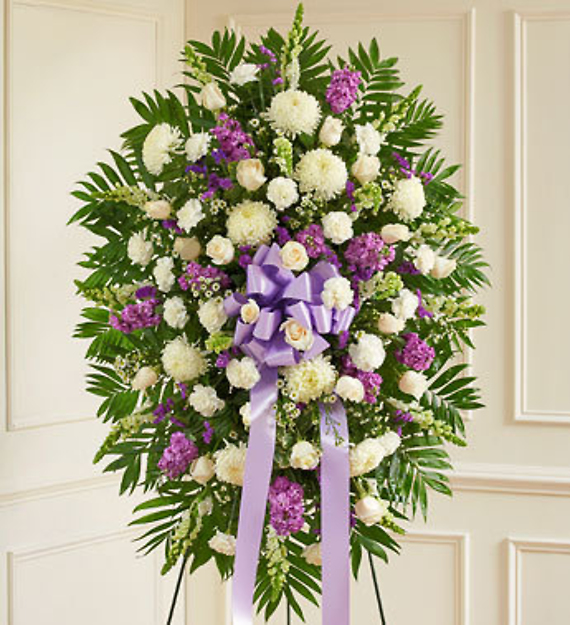 Deepest Sympathies Lavender &amp; White Standing Spray